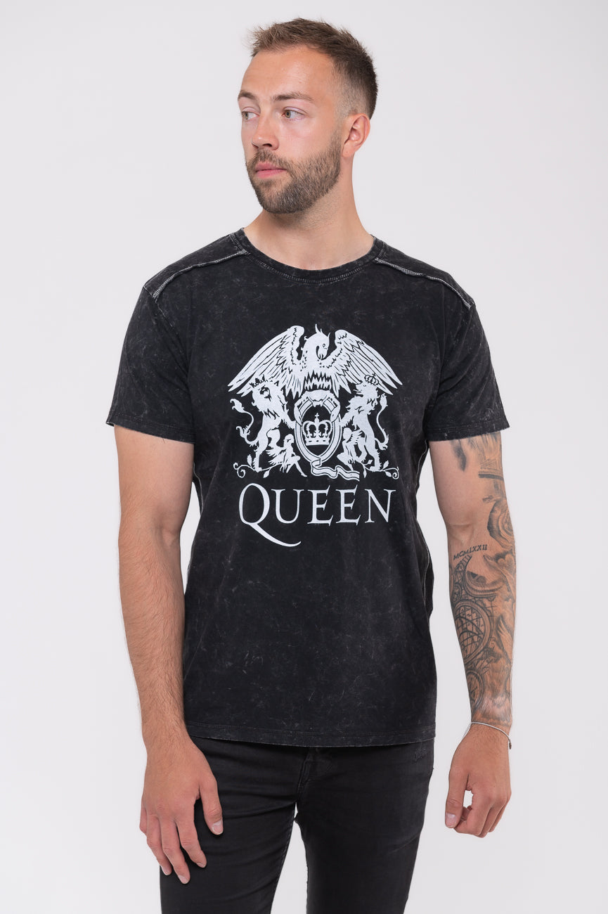 – Queen Crest Paradiso Wash Band Clothing Shirt Classic Logo Snow T