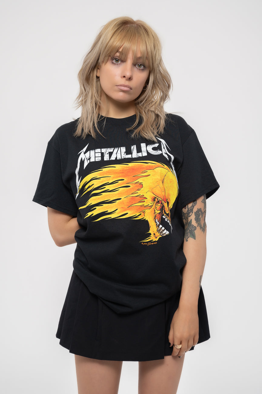 Metallica Flaming Skull Tour 94 T Shirt